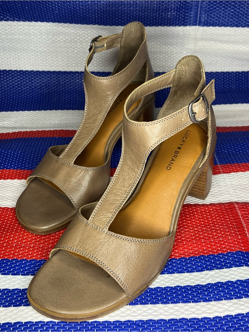 Lucky Brand Sabeni Brown Leather Heeled Sandals Women’s Size 10 Dress Shoes - Picture 7 of 10